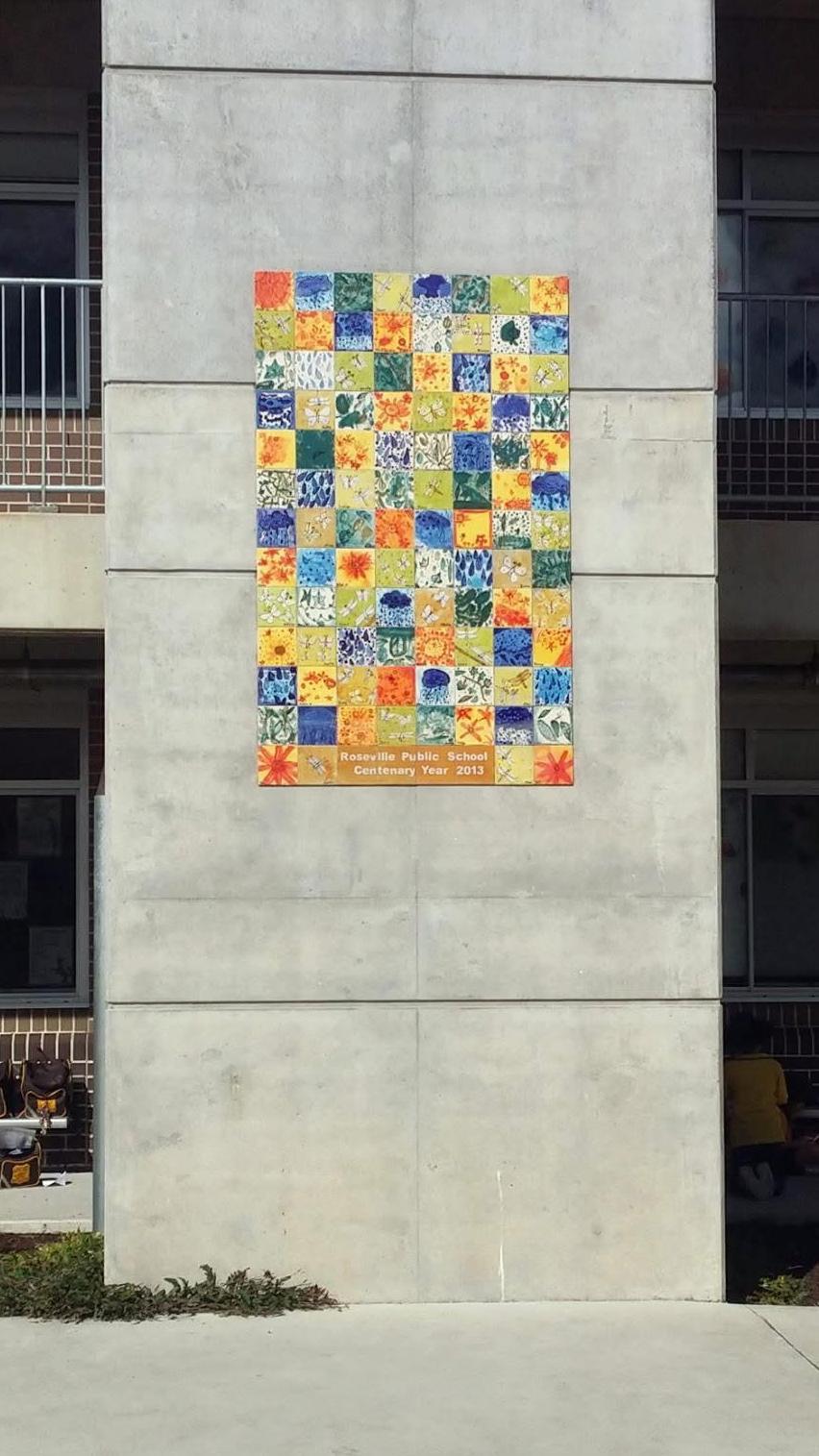 Roseville School tile mural — front view